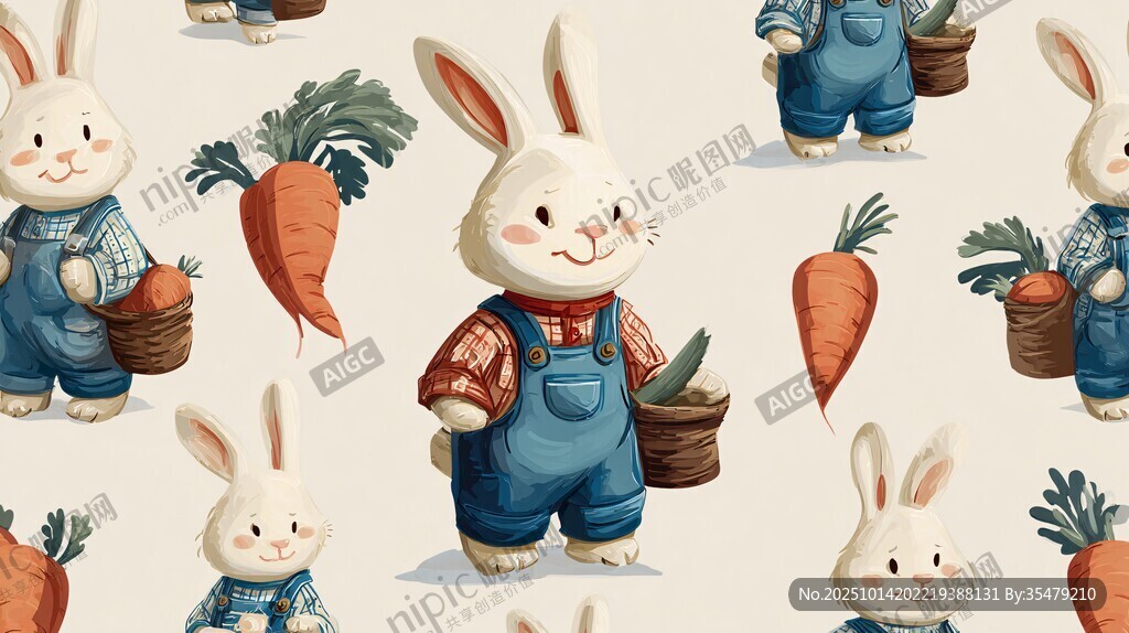 可愛(ài)兔子與胡蘿卜圖案設(shè)計(jì)