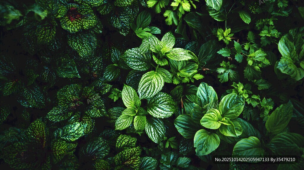 翠綠繁茂的生機(jī)植物圖景