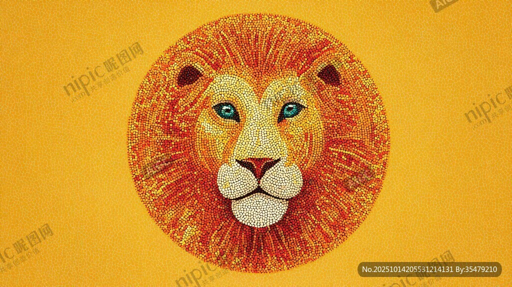 橙黃色雄獅頭像插畫(huà)