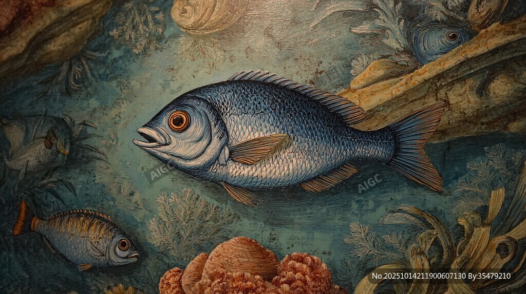 深海中的魚與珊瑚景觀