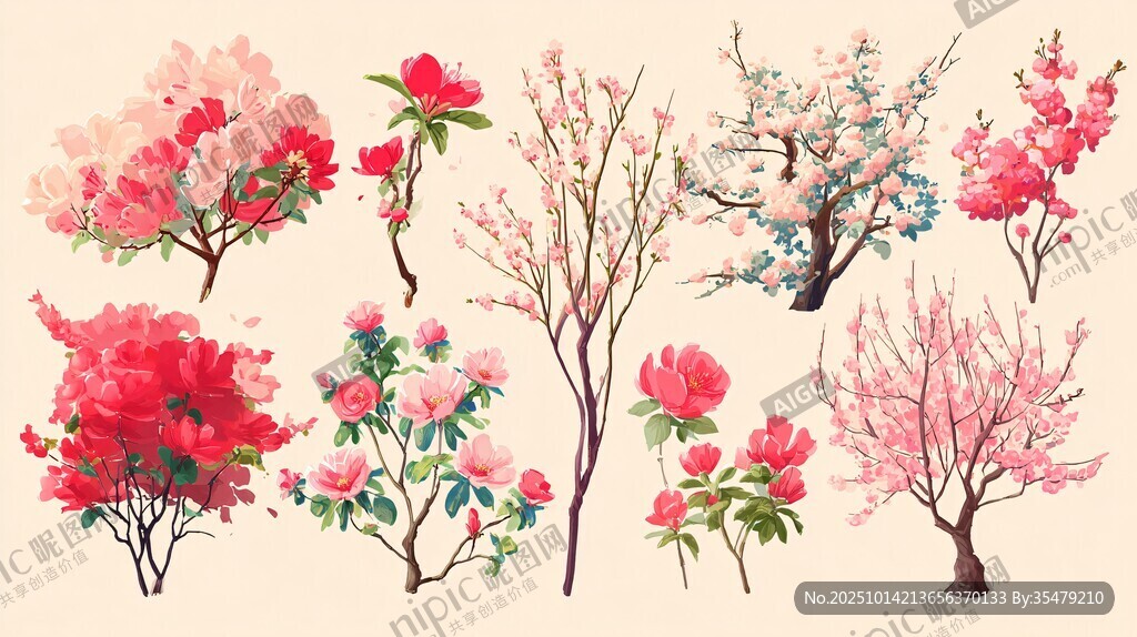 春日繁花插畫集合