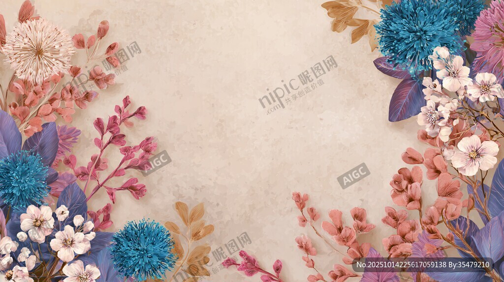 復(fù)古風(fēng)花卉邊框背景圖