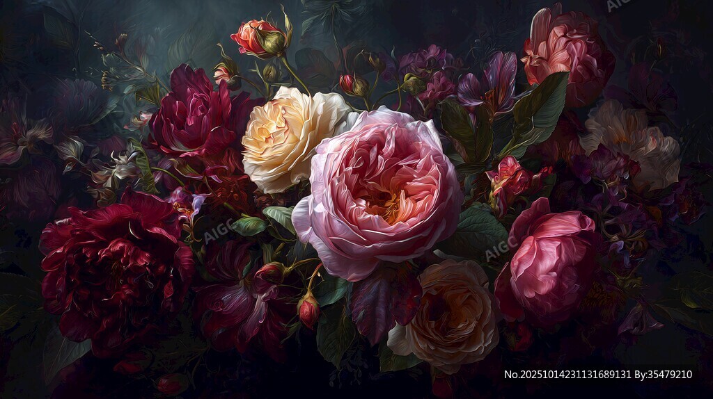 繽紛多彩的浪漫花卉組合