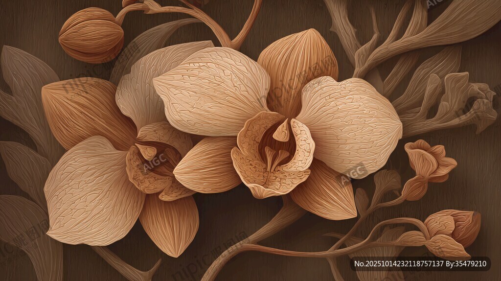 木雕蘭花 精致花卉藝術(shù)呈現(xiàn)