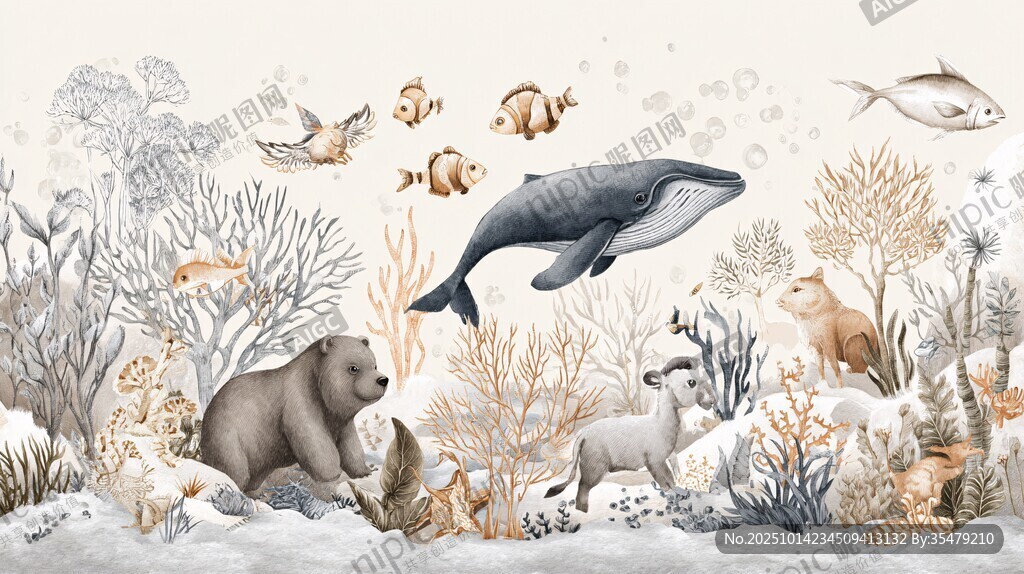 極地海洋動物的和諧場景