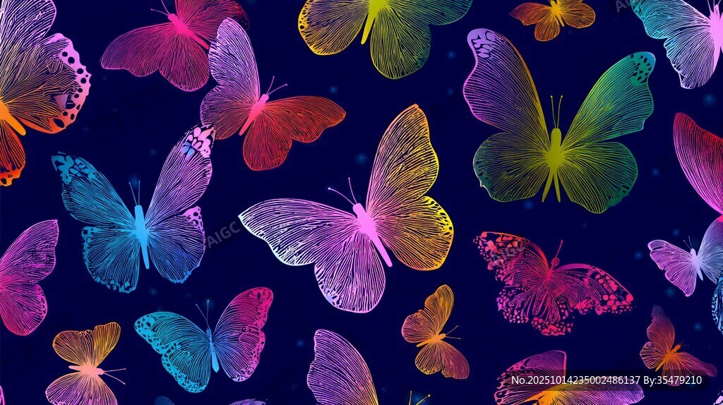夢幻多彩蝴蝶背景圖案
