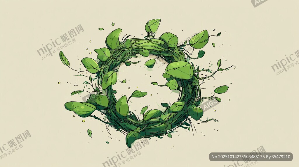 綠葉花環(huán)插畫