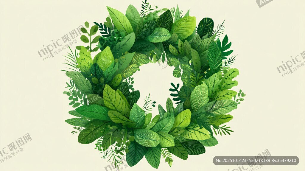 綠葉花環(huán) 清新自然之美