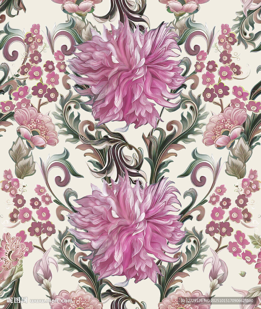 復(fù)古花卉圖案精美壁紙