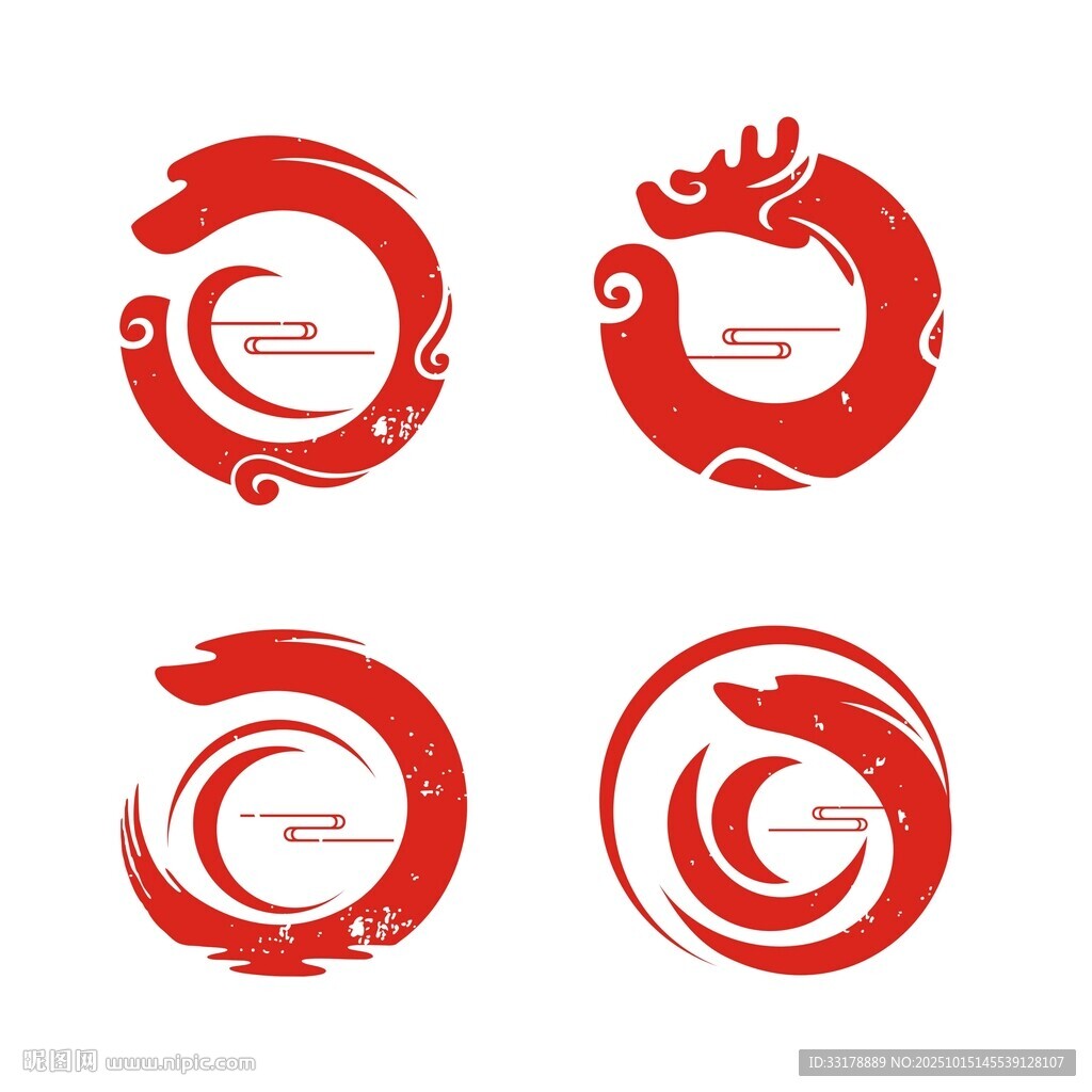 矢量中國(guó)風(fēng)祥龍飛龍?jiān)萍y圖形元素