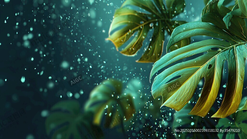 夢幻龜背竹葉氣泡場景