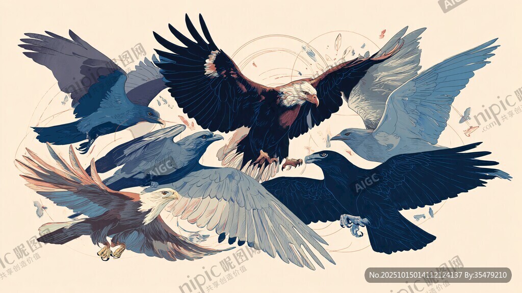 群鳥翱翔圖