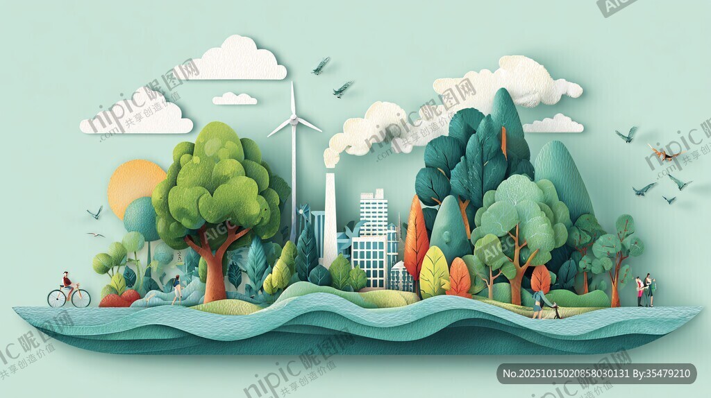 紙藝風的綠色生態(tài)城市景觀
