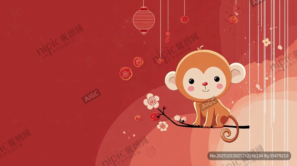 小猴鬧春賀歲圖