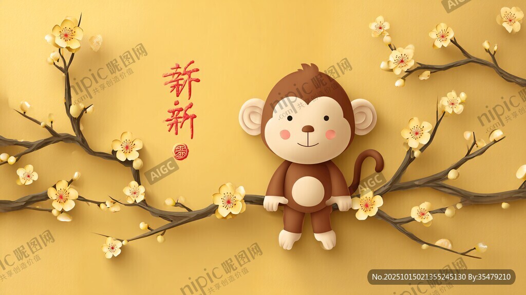 小猴伴梅迎新春