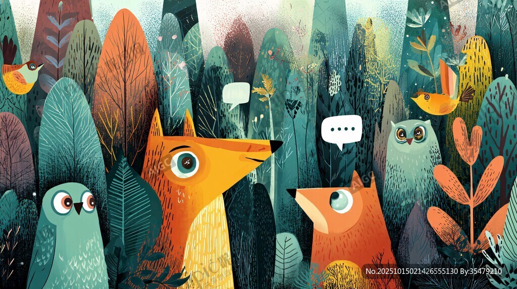 森林中的動(dòng)物交流時(shí)刻