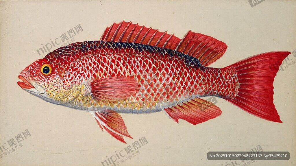鮮艷紅魚插畫