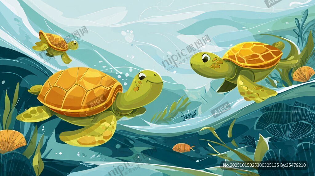 海龜暢游海底世界