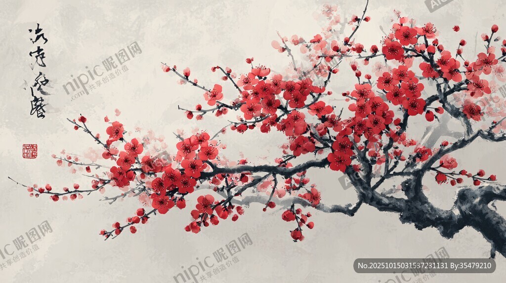 紅梅綻放圖
