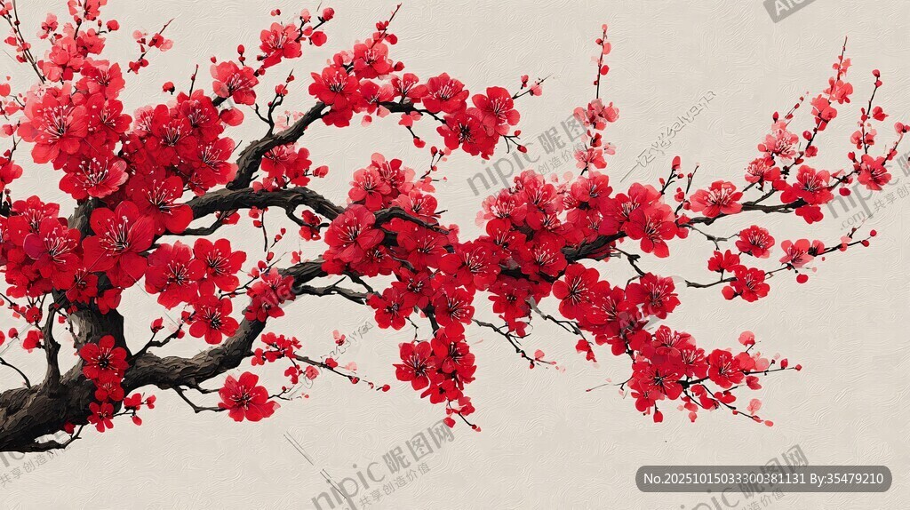 紅梅綻放枝頭