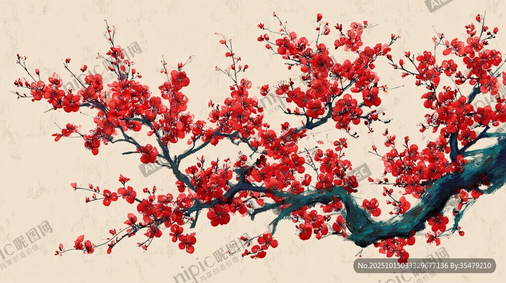 紅梅傲雪圖