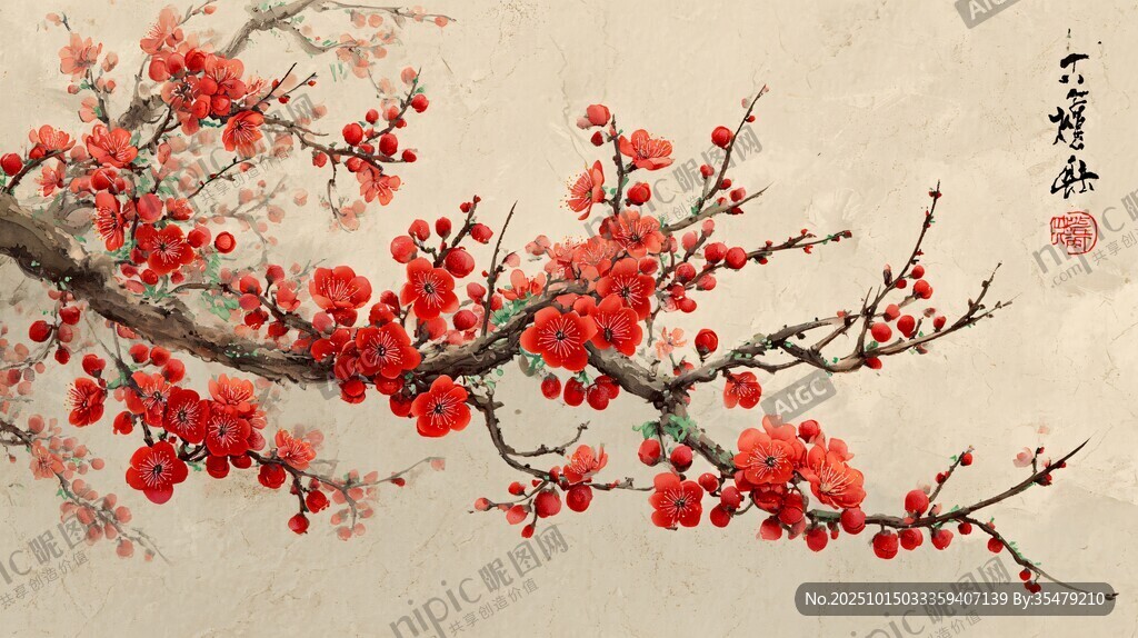 紅梅傲雪圖