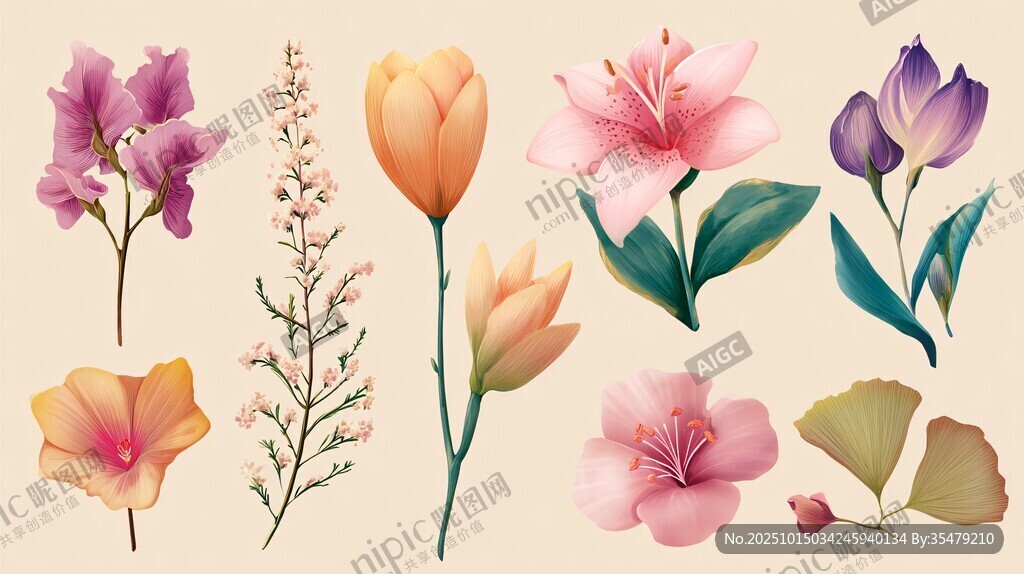 多樣花卉插畫 清新自然風(fēng)