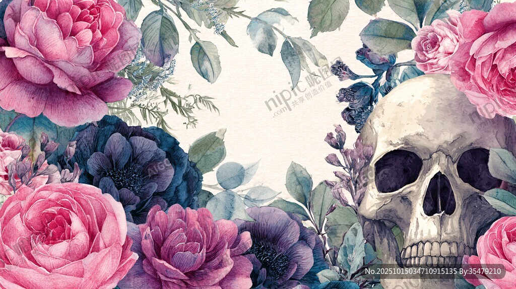 骷髏與繁花的奇幻組合
