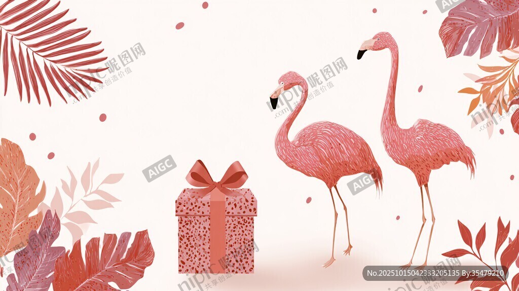 火烈鳥與禮物的夢幻場景