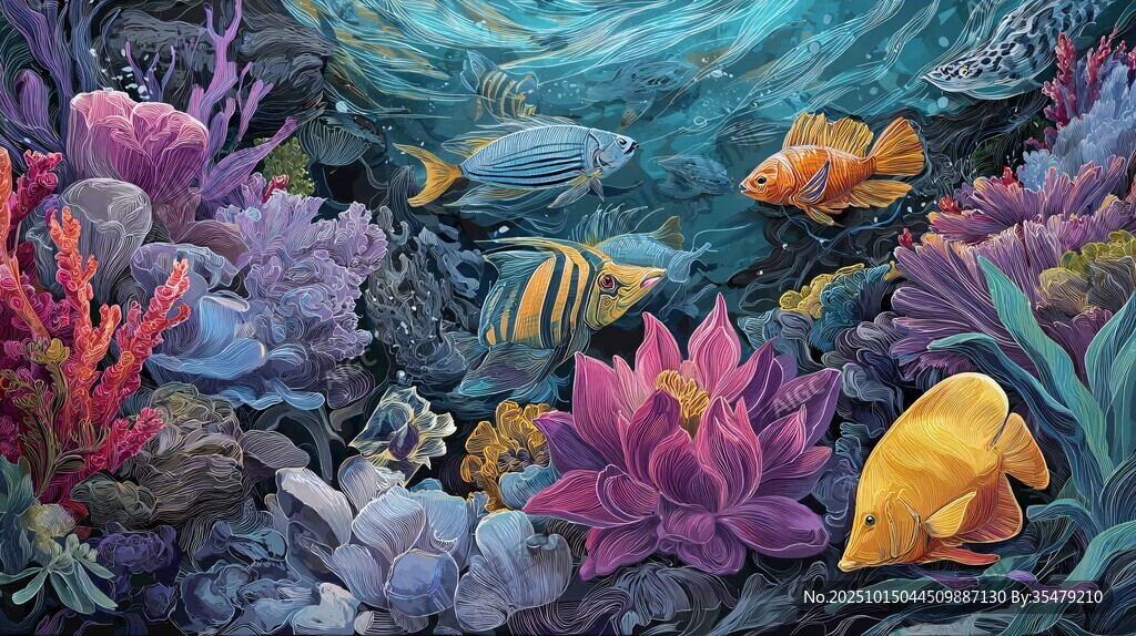 夢幻海底世界的多彩魚群