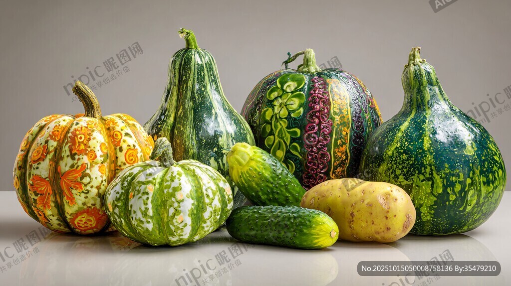 多彩奇異南瓜與蔬果組合