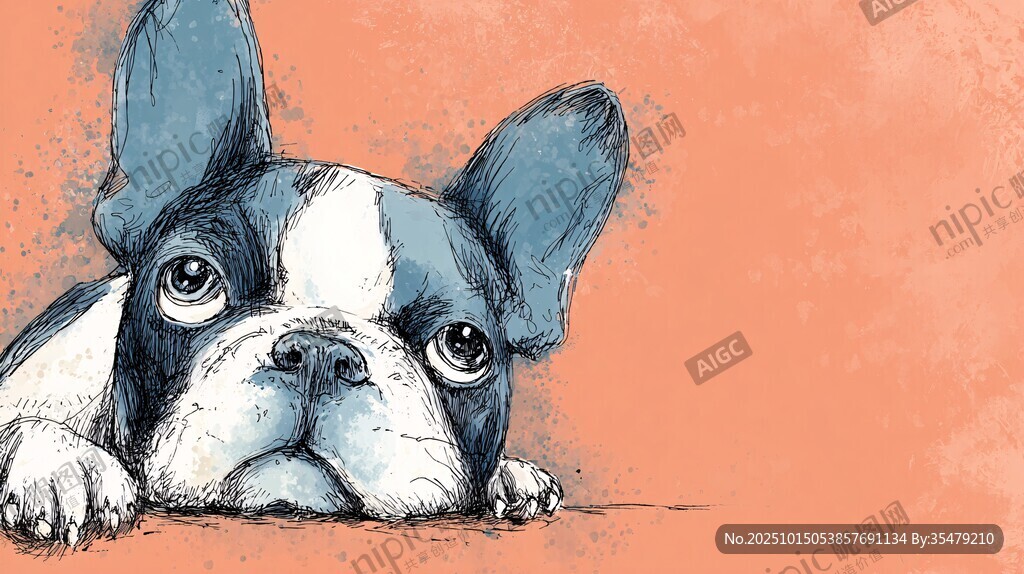 趴著的可愛法國斗牛犬
