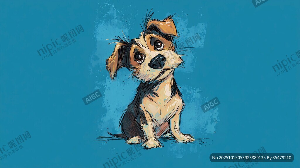歪頭小狗插畫