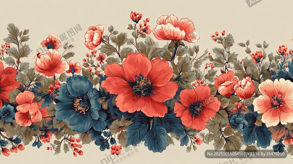 復古花卉圖案裝飾邊飾