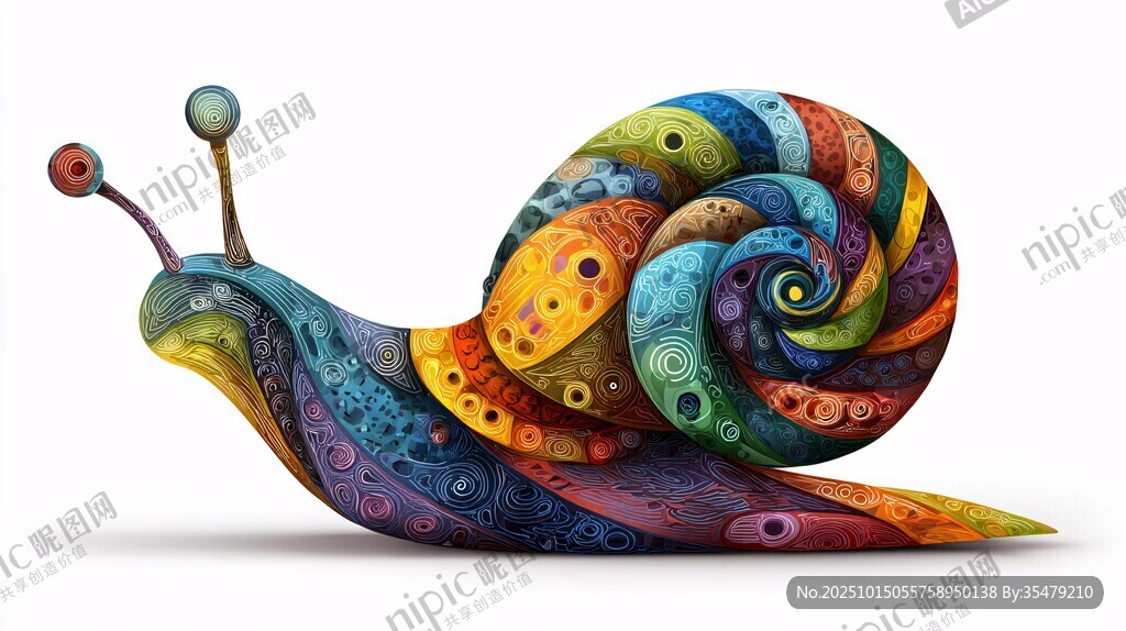 彩色夢幻蝸牛藝術(shù)插畫