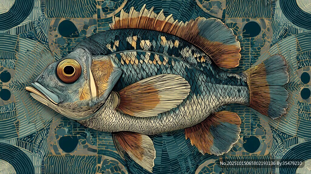 奇幻風(fēng)格的斑斕魚類插畫