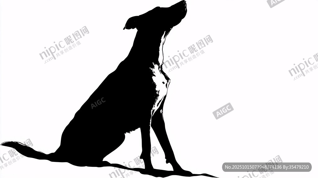 坐立狗狗剪影