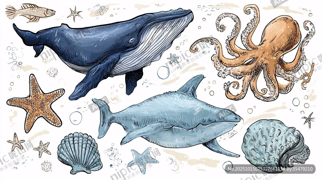 海洋生物插畫(huà)集合