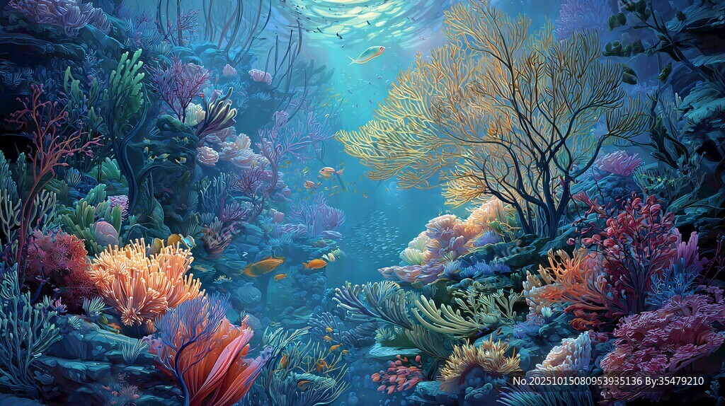 夢幻海底珊瑚與游魚世界