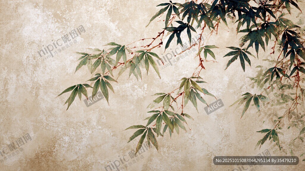 中式水墨風(fēng)竹葉特寫