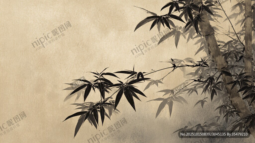 水墨風(fēng)竹枝圖