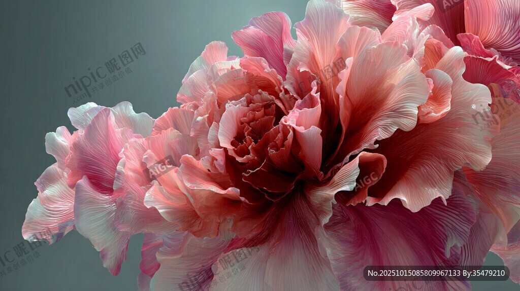 嬌艷盛開的粉色牡丹花