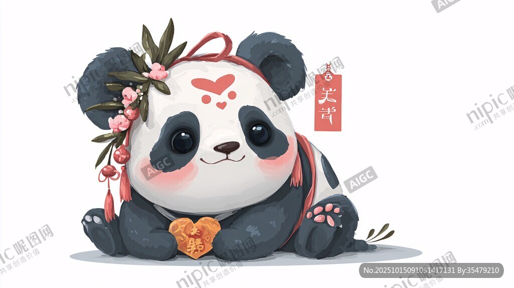可愛熊貓賀新春送祝福