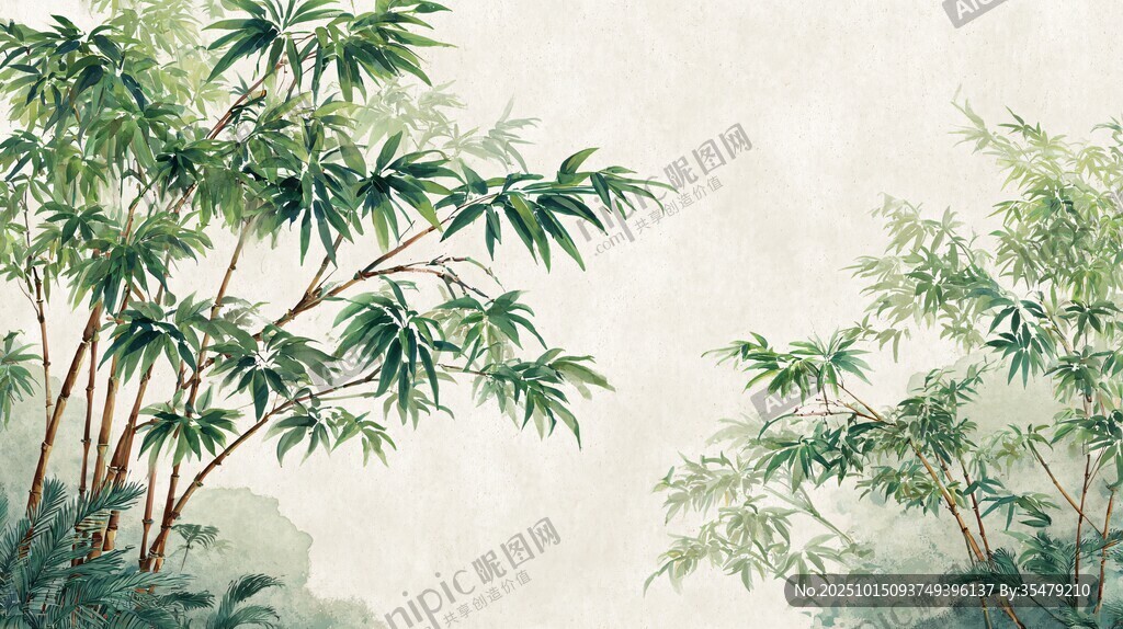 水墨竹林景致