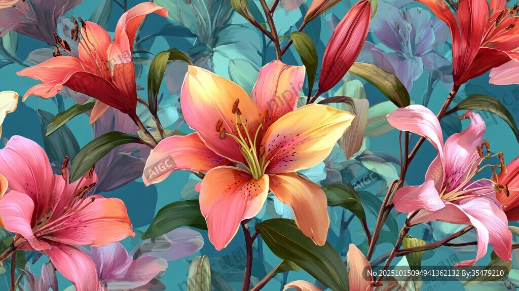 繽紛百合花綻放絢麗圖景