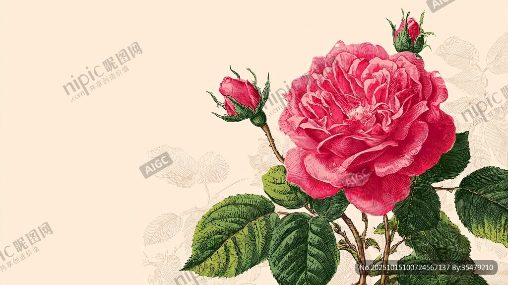 嬌艷盛開的復(fù)古風(fēng)粉紅色玫瑰