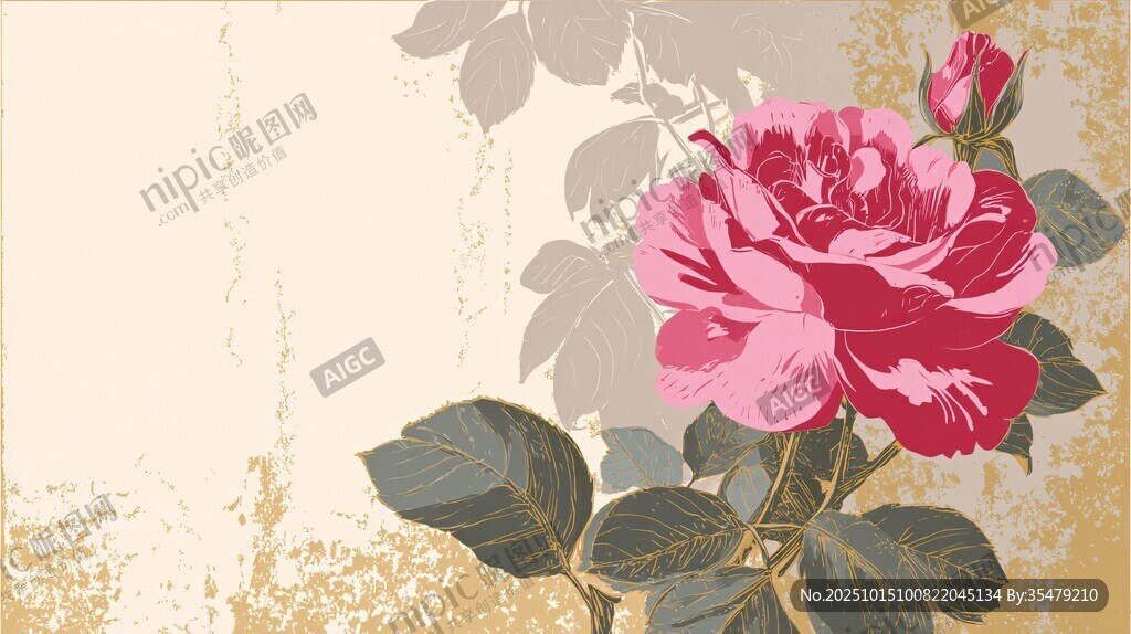 復(fù)古風(fēng)粉色玫瑰花卉背景