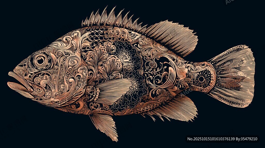 華麗花紋裝飾的獨特魚類