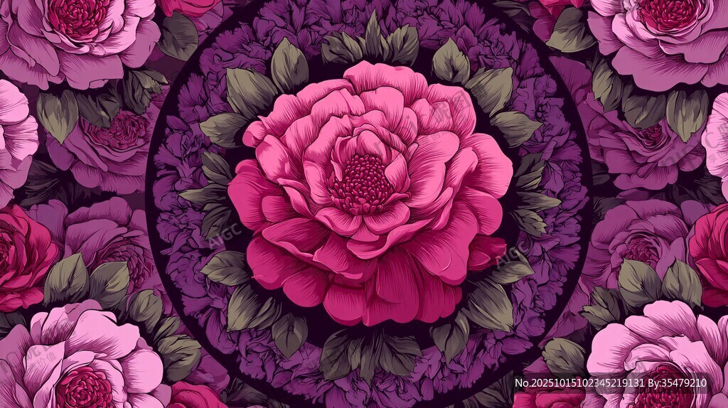 艷麗繁花構(gòu)成精美圖案