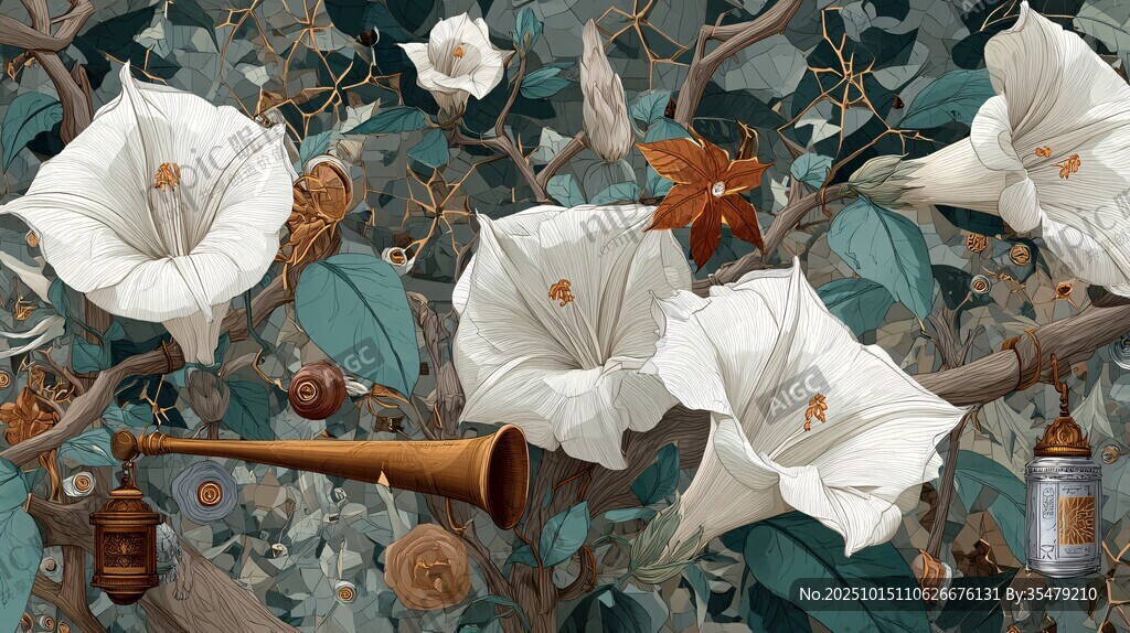 夢幻白花叢林奇幻景象